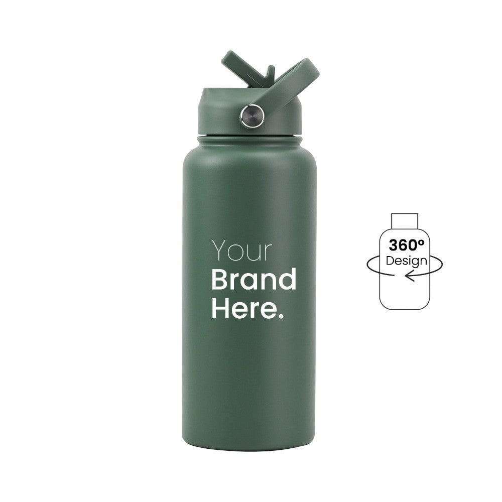 Dark green 950ml (32oz) Custom Straw Water Bottle