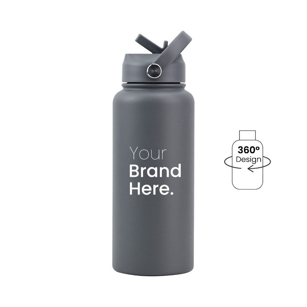 Grey 950ml (32oz) Custom Straw Water Bottle