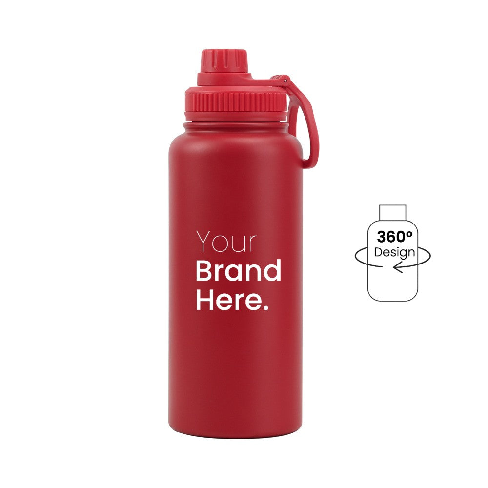 Red 950ml (32oz) Custom Dual Lid Water Bottle