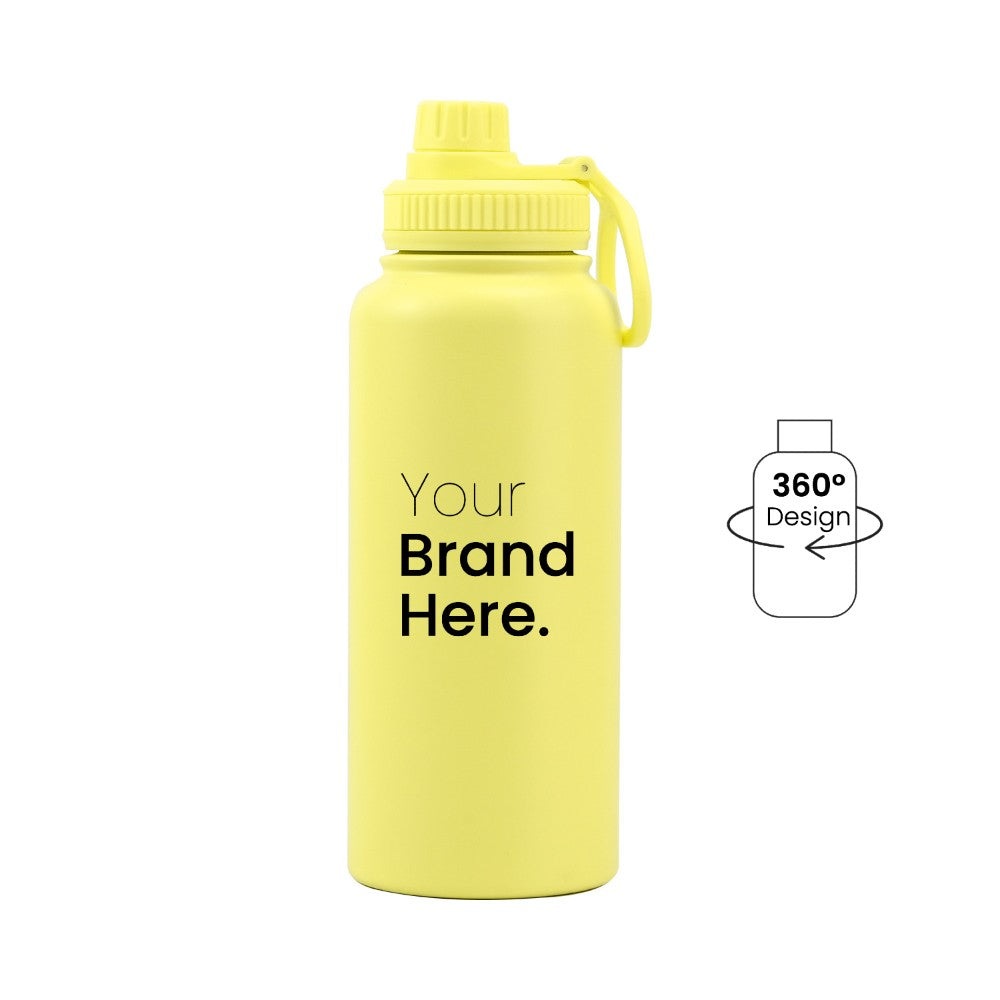 Yellow 950ml (32oz) Custom Dual Lid Water Bottle
