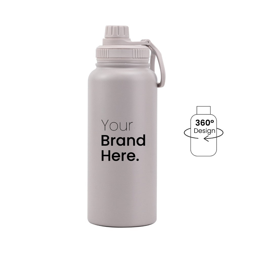 Grey 950ml (32oz) Custom Dual Lid Water Bottle