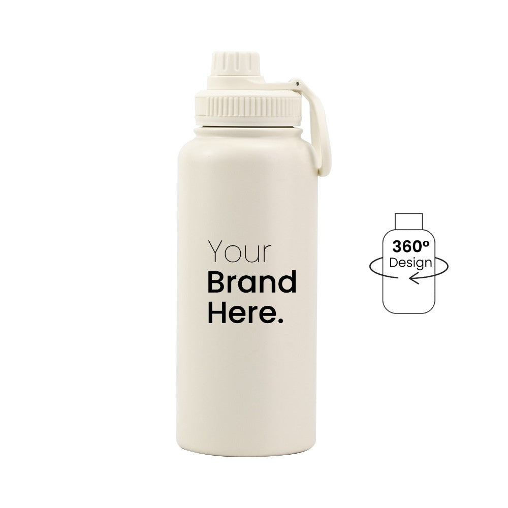 Off white 950ml (32oz) Custom Dual Lid Water Bottle