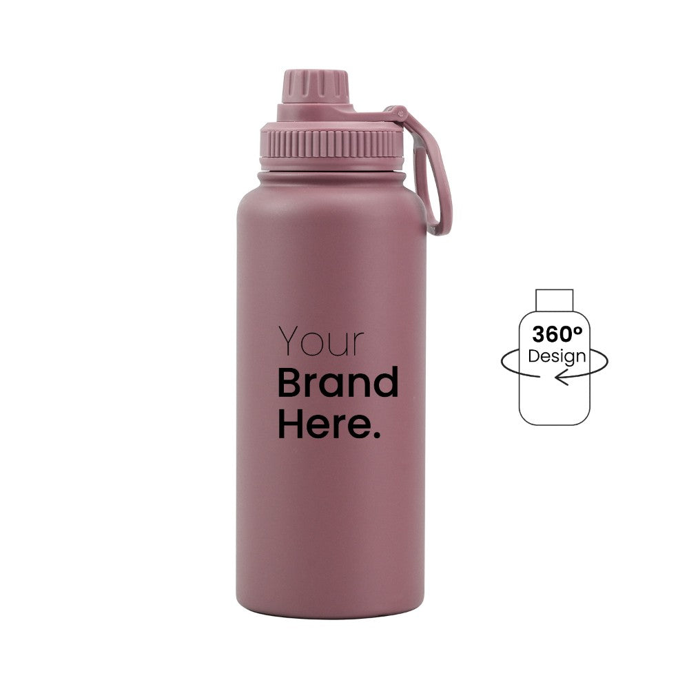 Brown 950ml (32oz) Custom Dual Lid Water Bottle