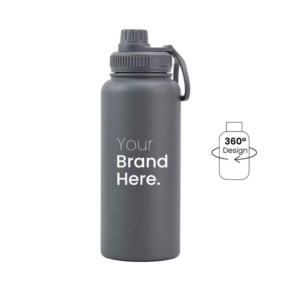 Gray 950ml (32oz) Custom Dual Lid Water Bottle