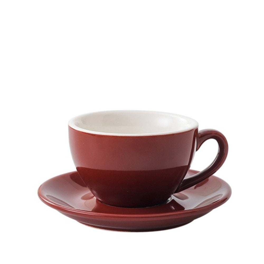 Burgundy wholesale porcelain 350ml cafe cup on white background