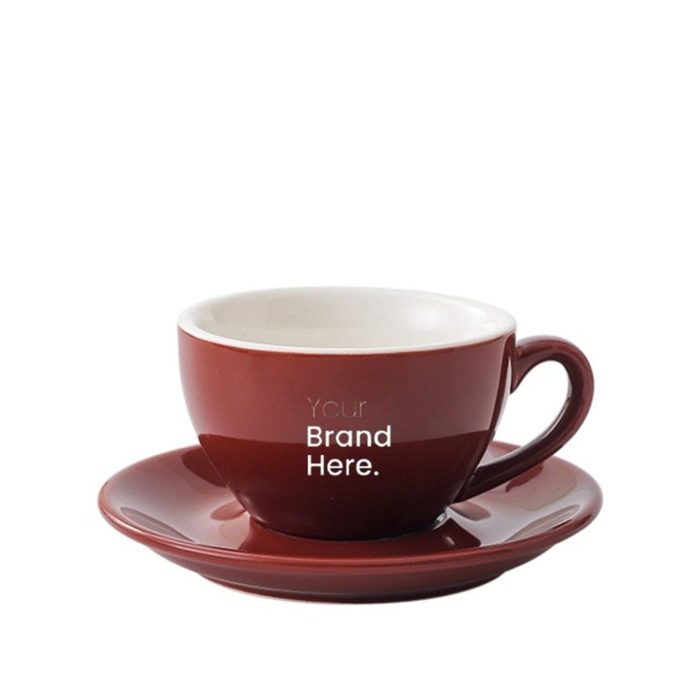 Brown 350ml cafe cup with custom logo
