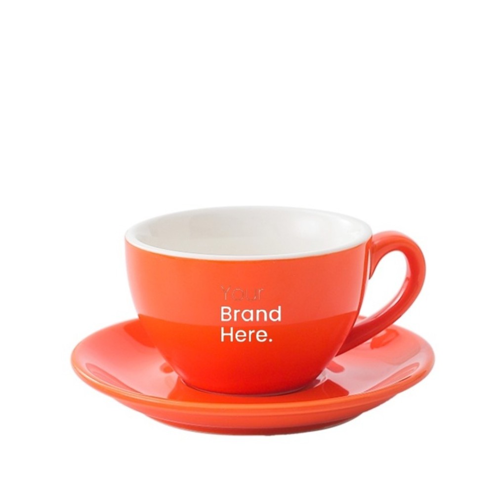 Orange 350ml cafe cup with custom logo