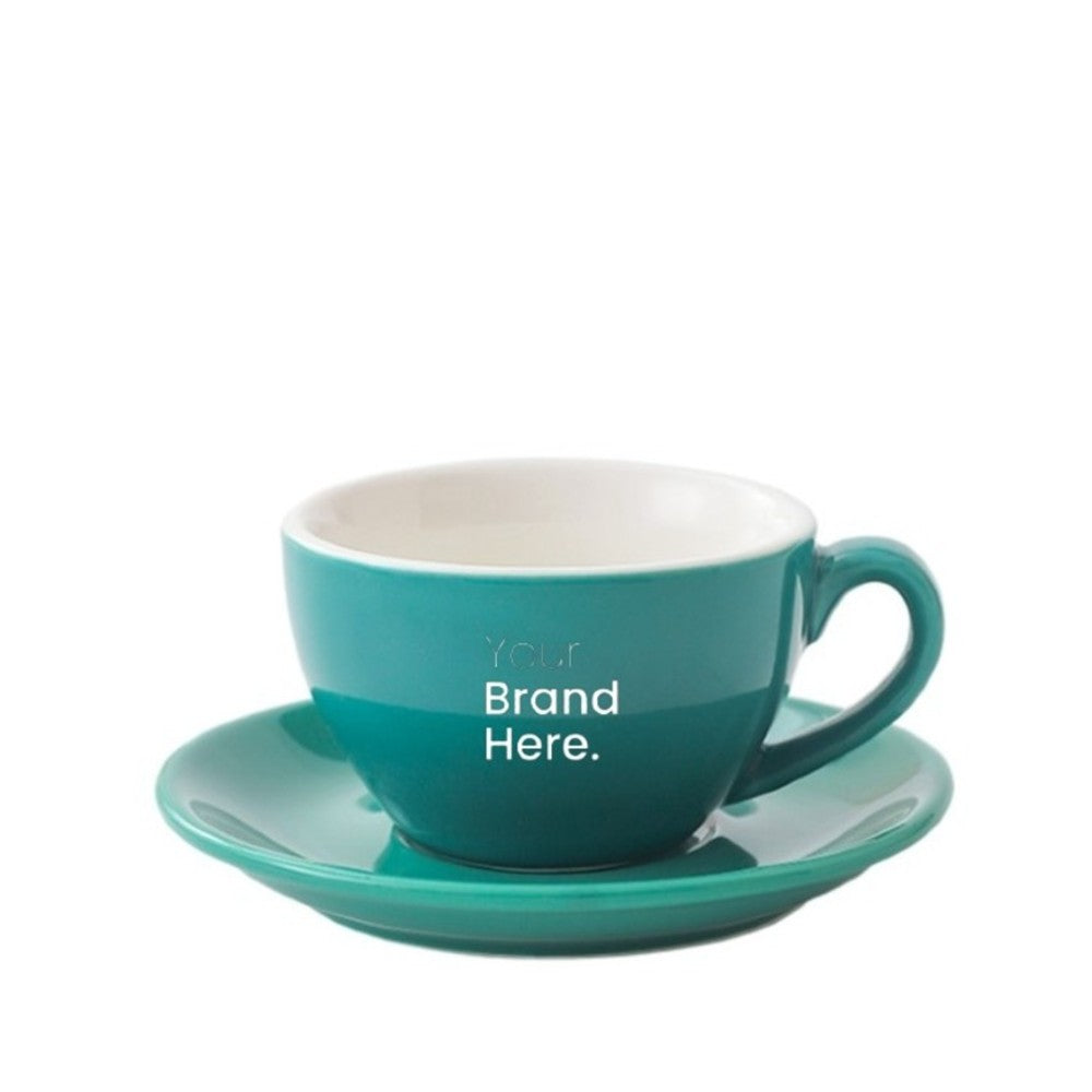 Dark green 350ml cafe cup with custom logo