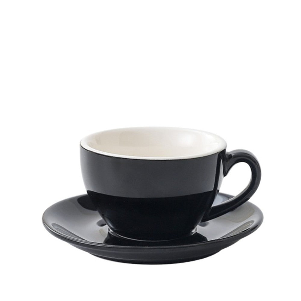 Black wholesale porcelain 350ml cafe cup on white background