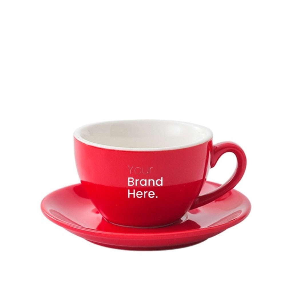Red 350ml cafe cup with custom logo