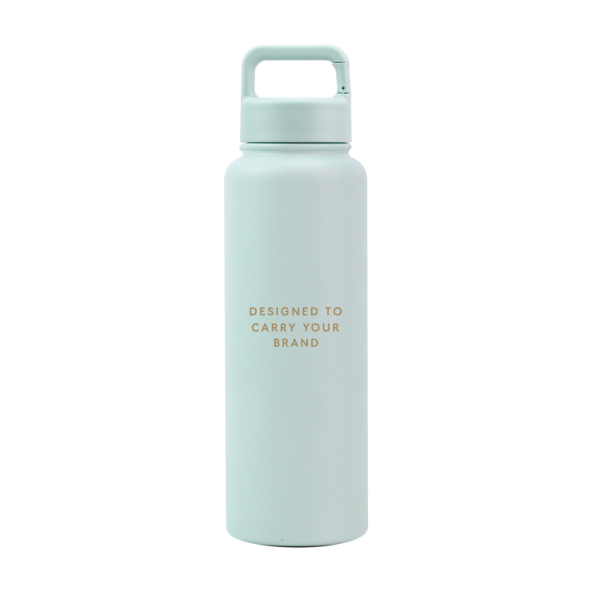 Mint green 1.2L (40oz) metal water bottle with custom logo and carabiner clip lid - Just Bottle Clipper Bottle
