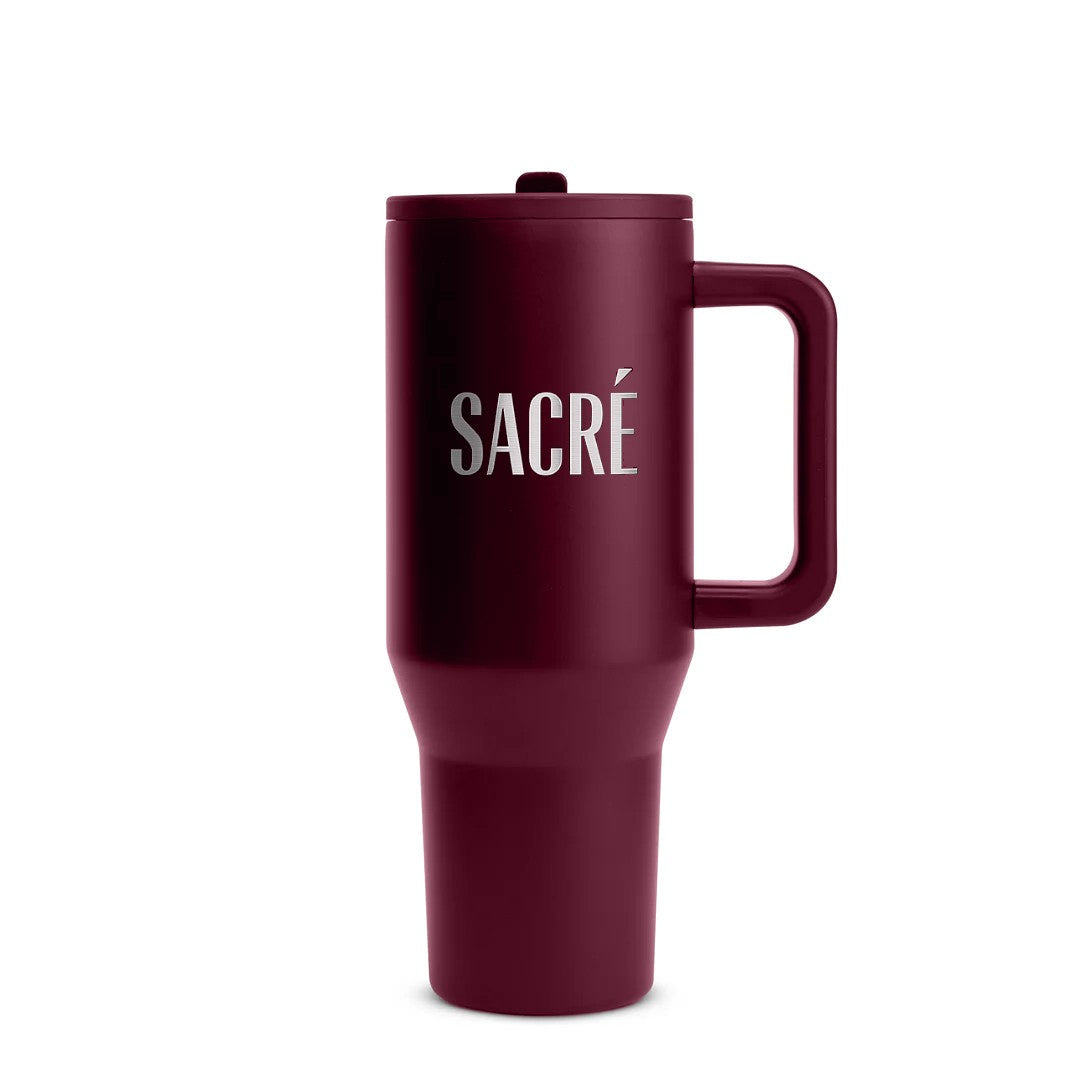 Maroon large tumbler with custom logo laser - Just Bottle Titan Tumbler