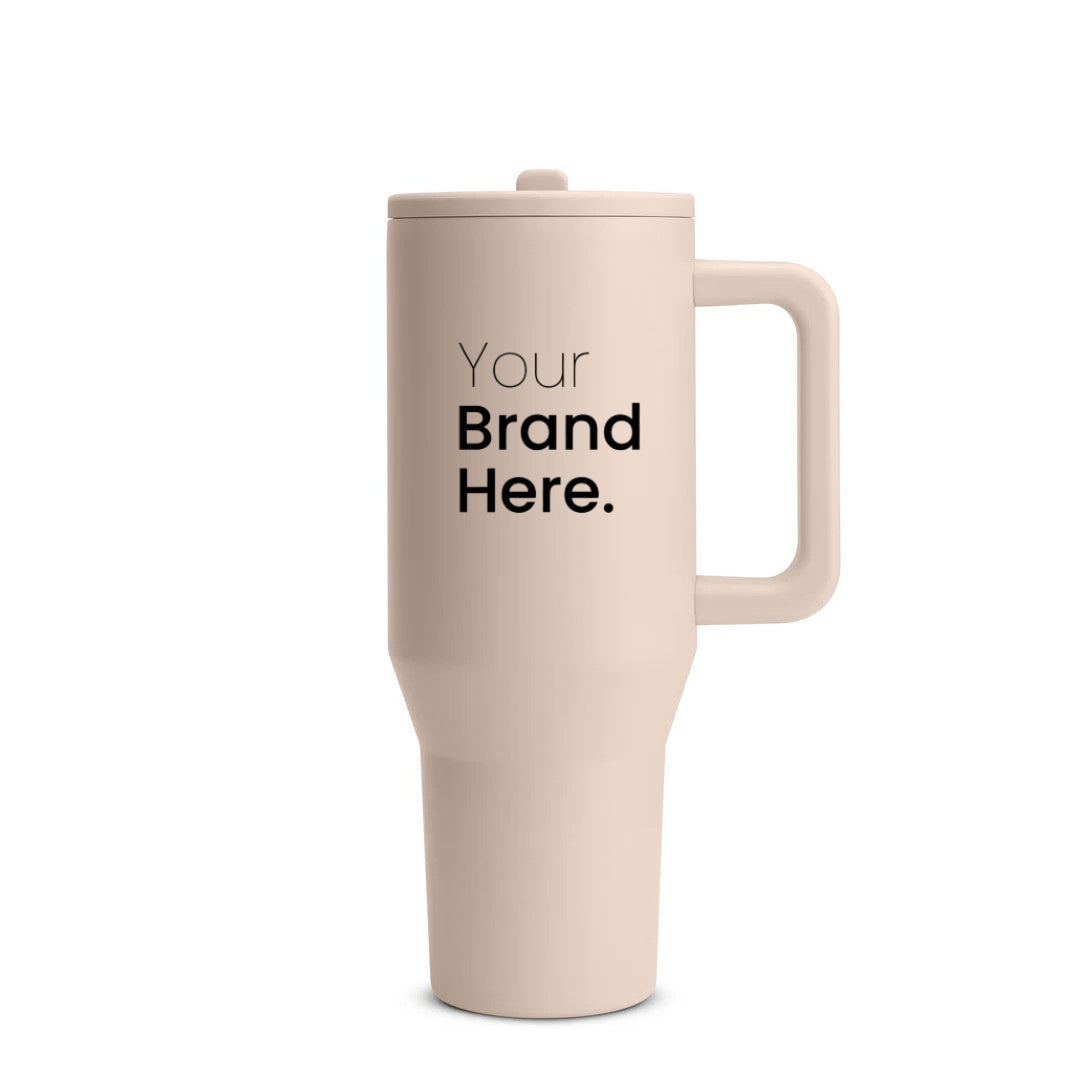 Beige custom logo insulated tumbler