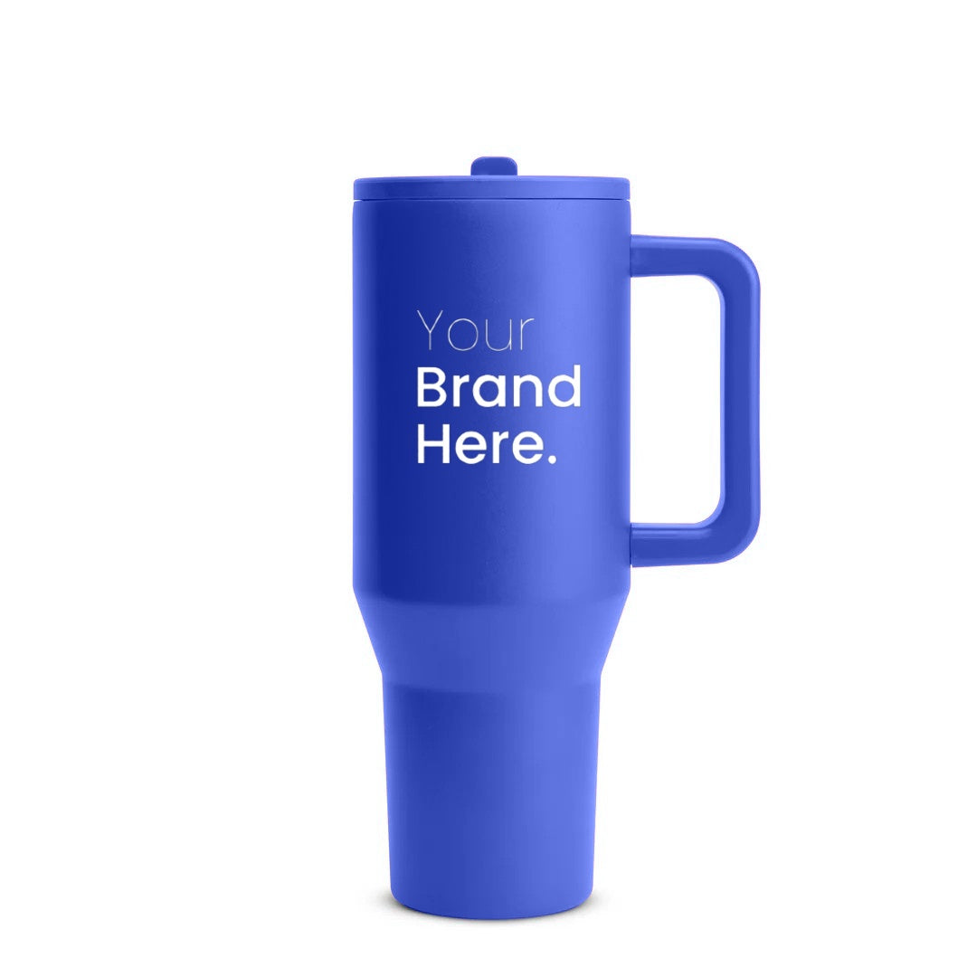 Blue custom logo insulated tumbler