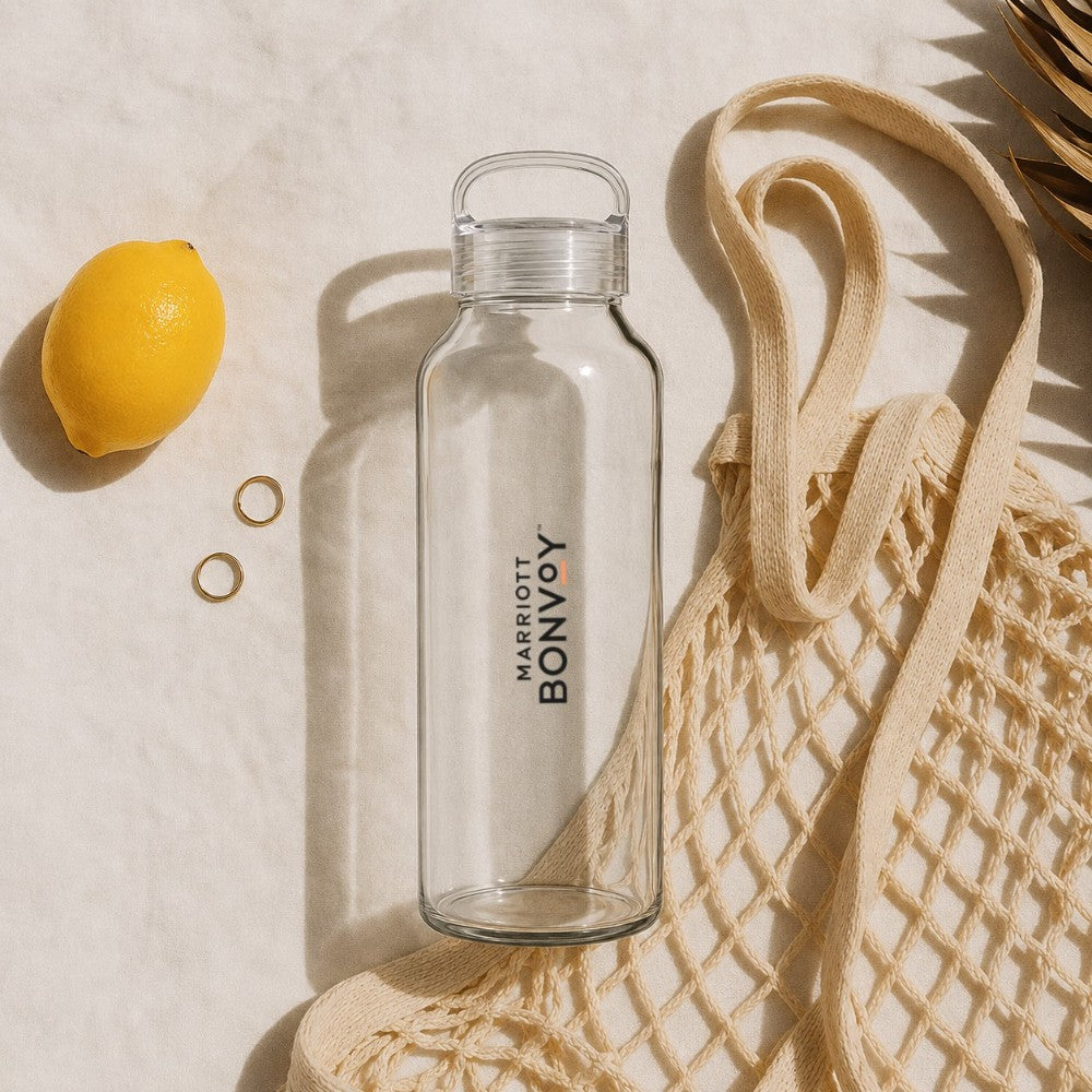 500ml glass water bottle with Marriott Bonvoy custom logo - Just Bottle