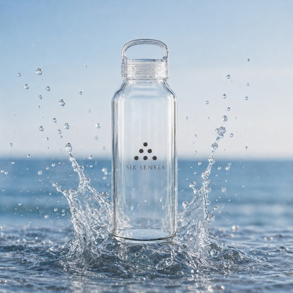 Custom logo 16oz glass water bottle on water