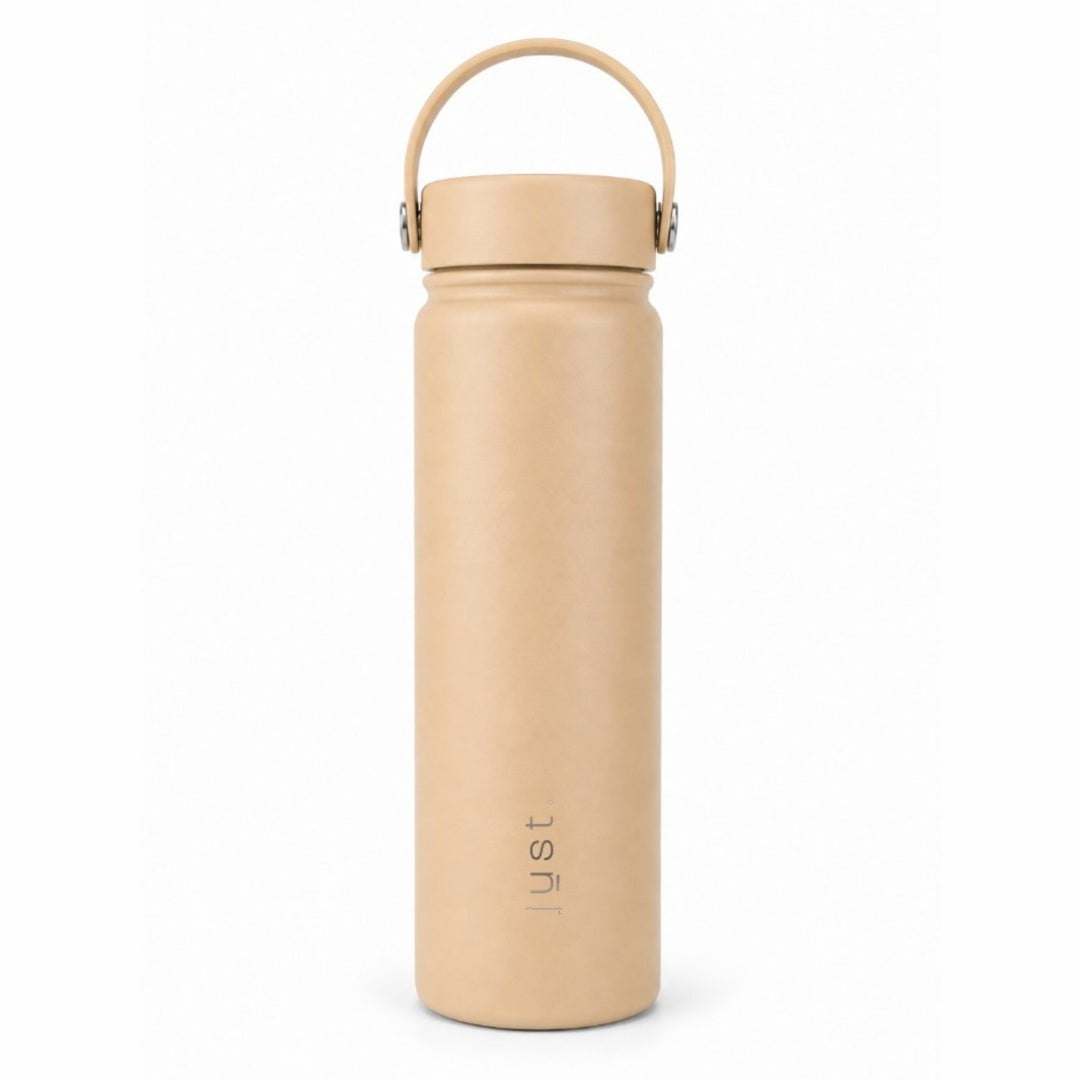750ml Nomad stainless steel water bottle in beige, front view
