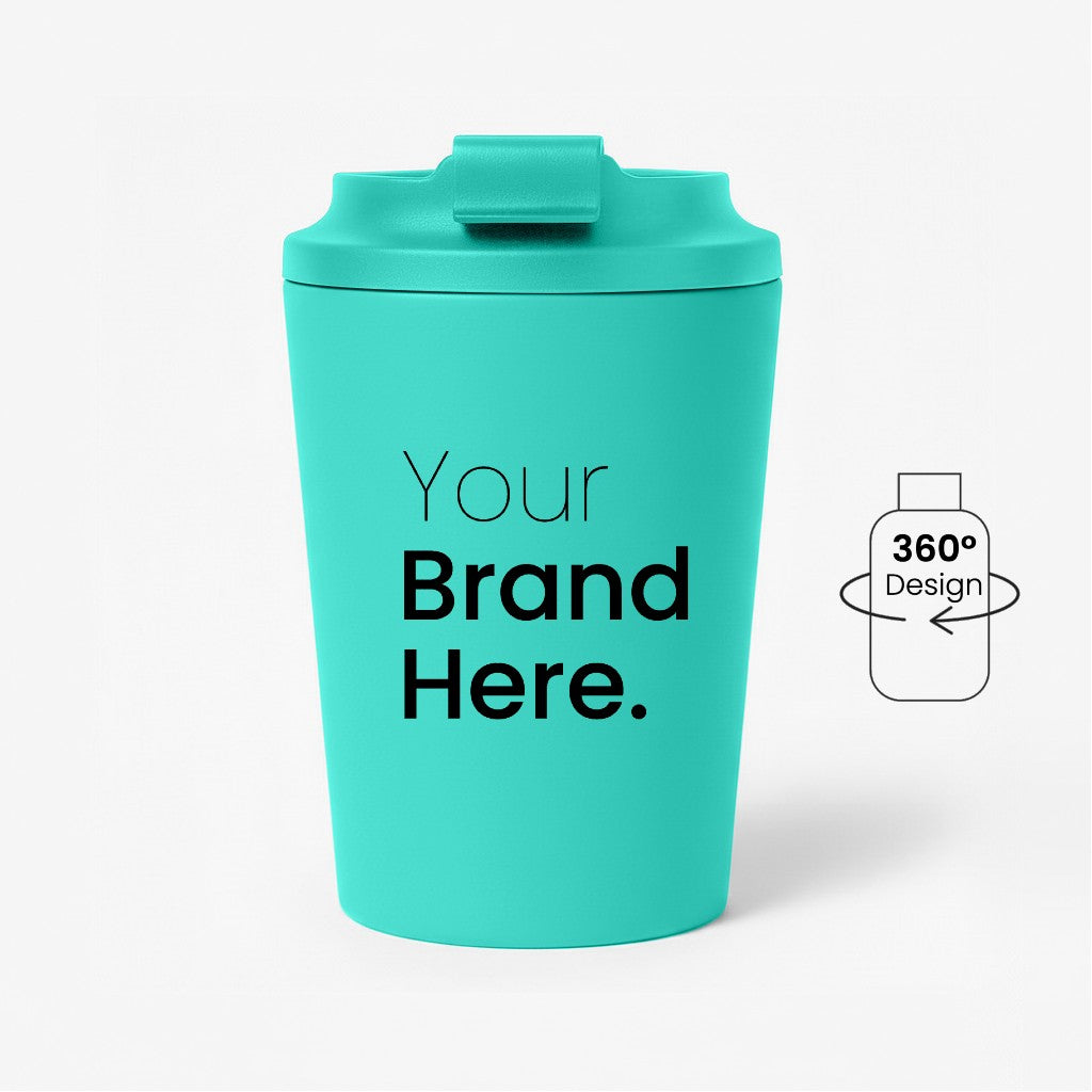 Turquoise 350ml 12 oz custom reusable coffee mug for corporate gifting