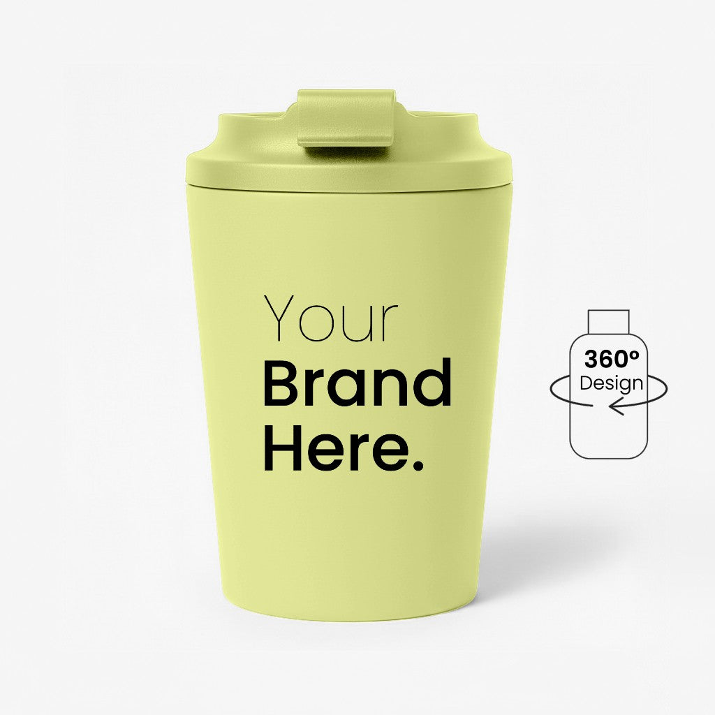 Yellow 350ml 12 oz custom reusable coffee mug for corporate gifting