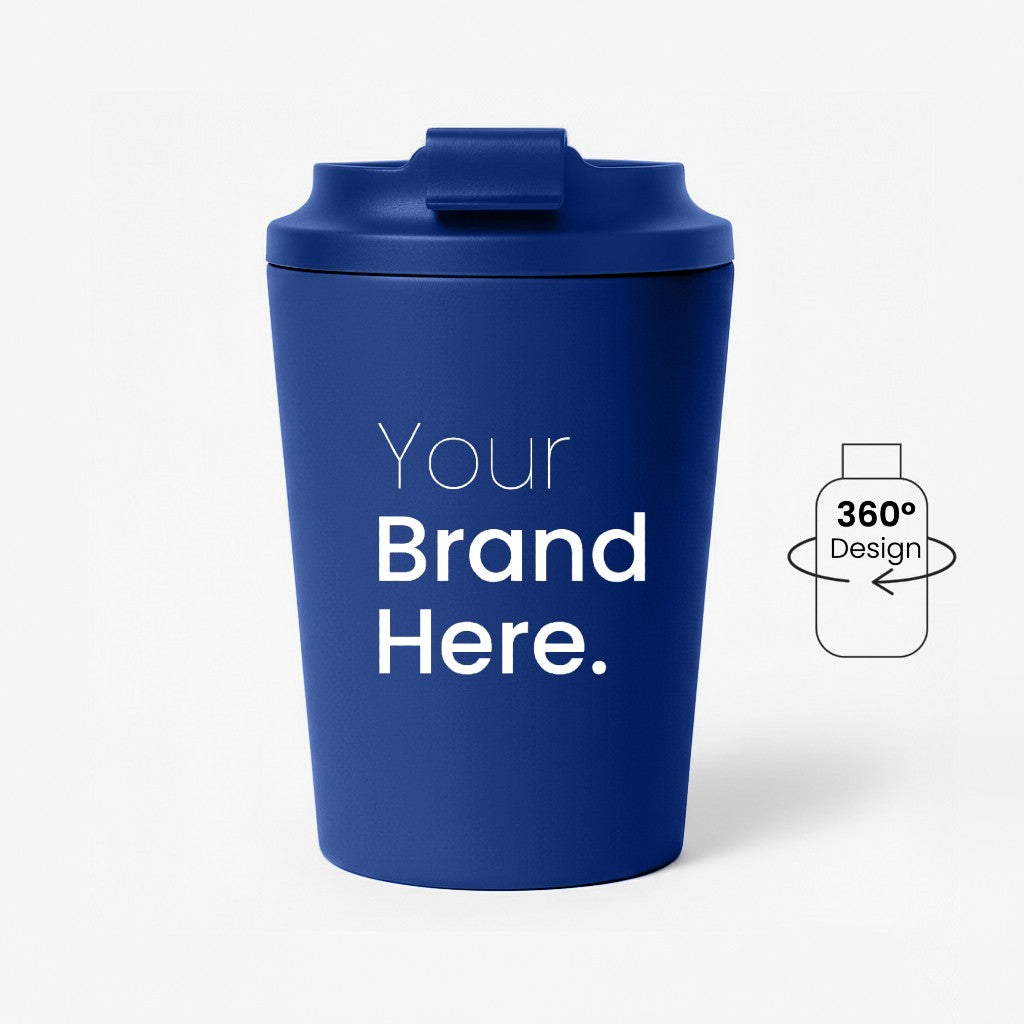 Blue 350ml 12 oz custom reusable coffee mug for corporate gifting