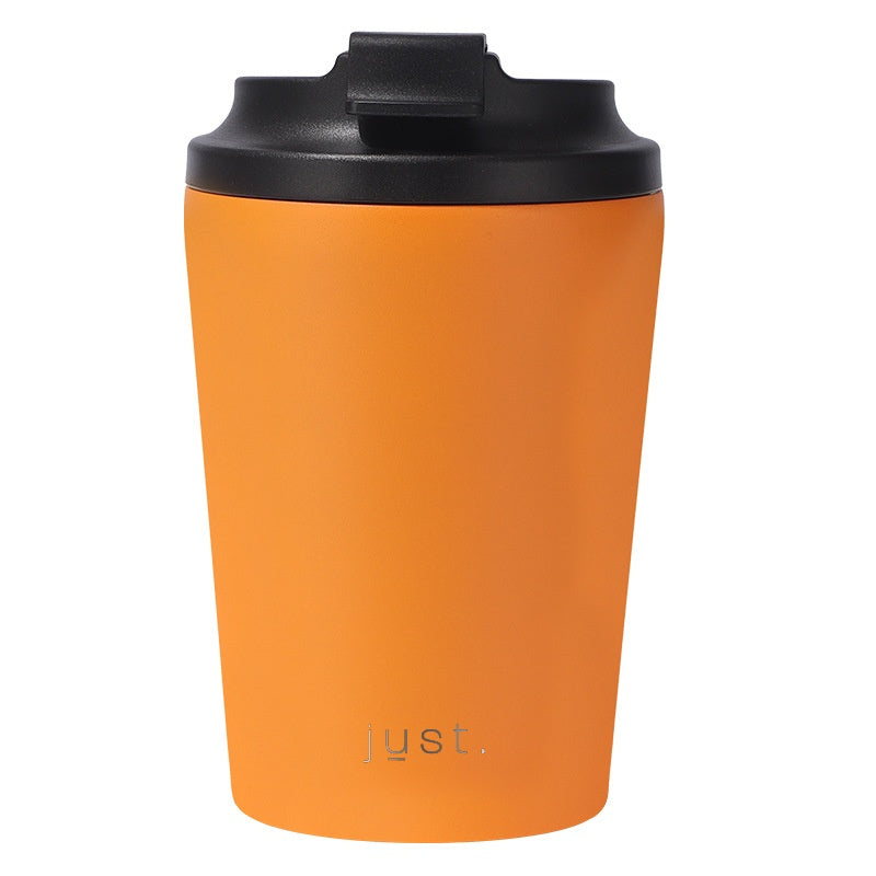 orange metal coffee mug with custom logo