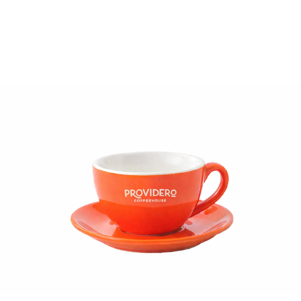 Orange 150ml cafe cup with custom logo
