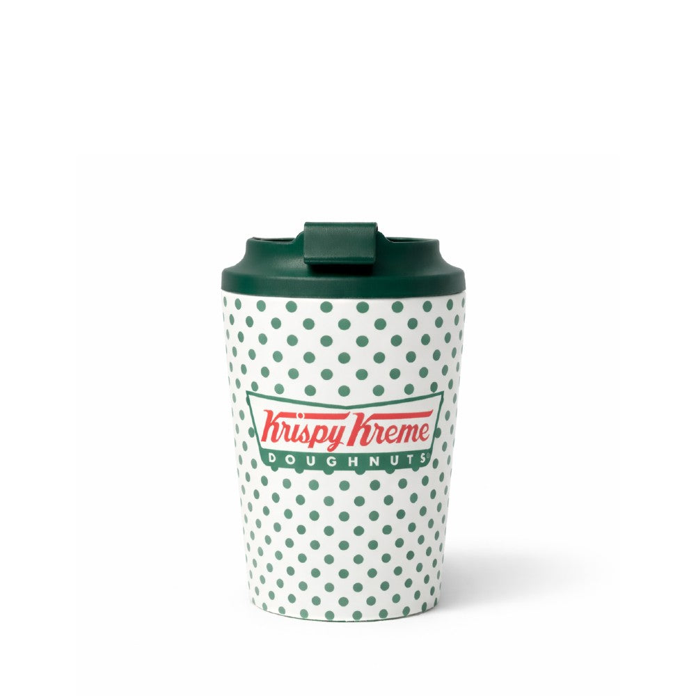 Krispy Kreme branded custom reusable coffee mug for corporate gifting
