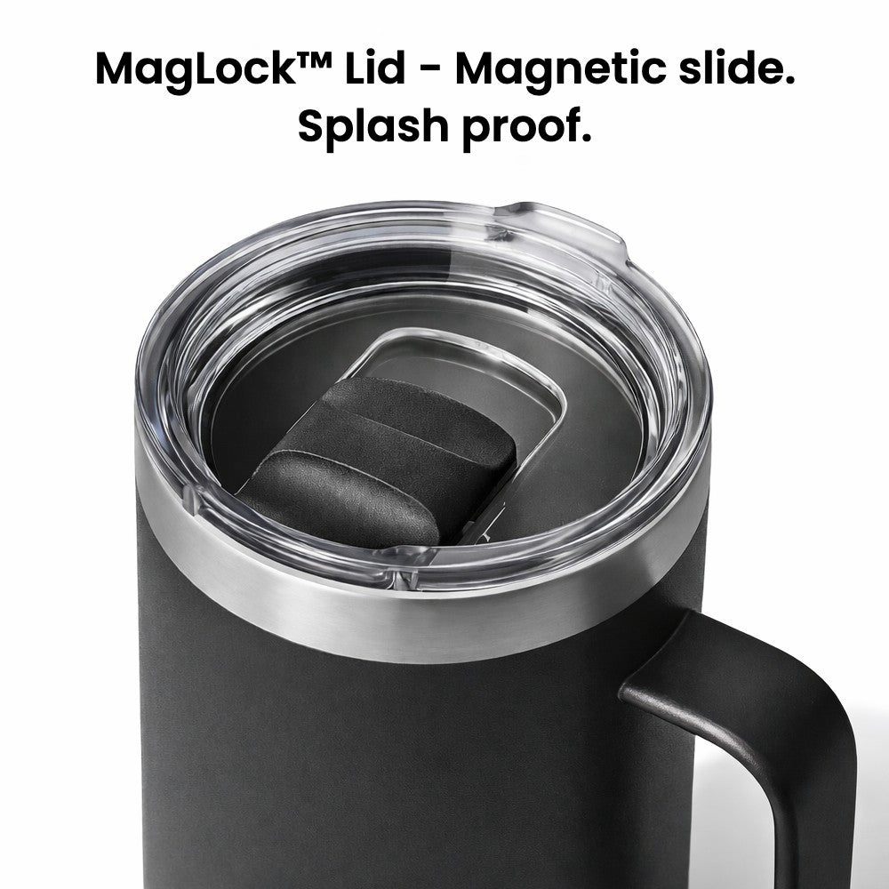 Magnetic slider lid for stainless steel custom mugs