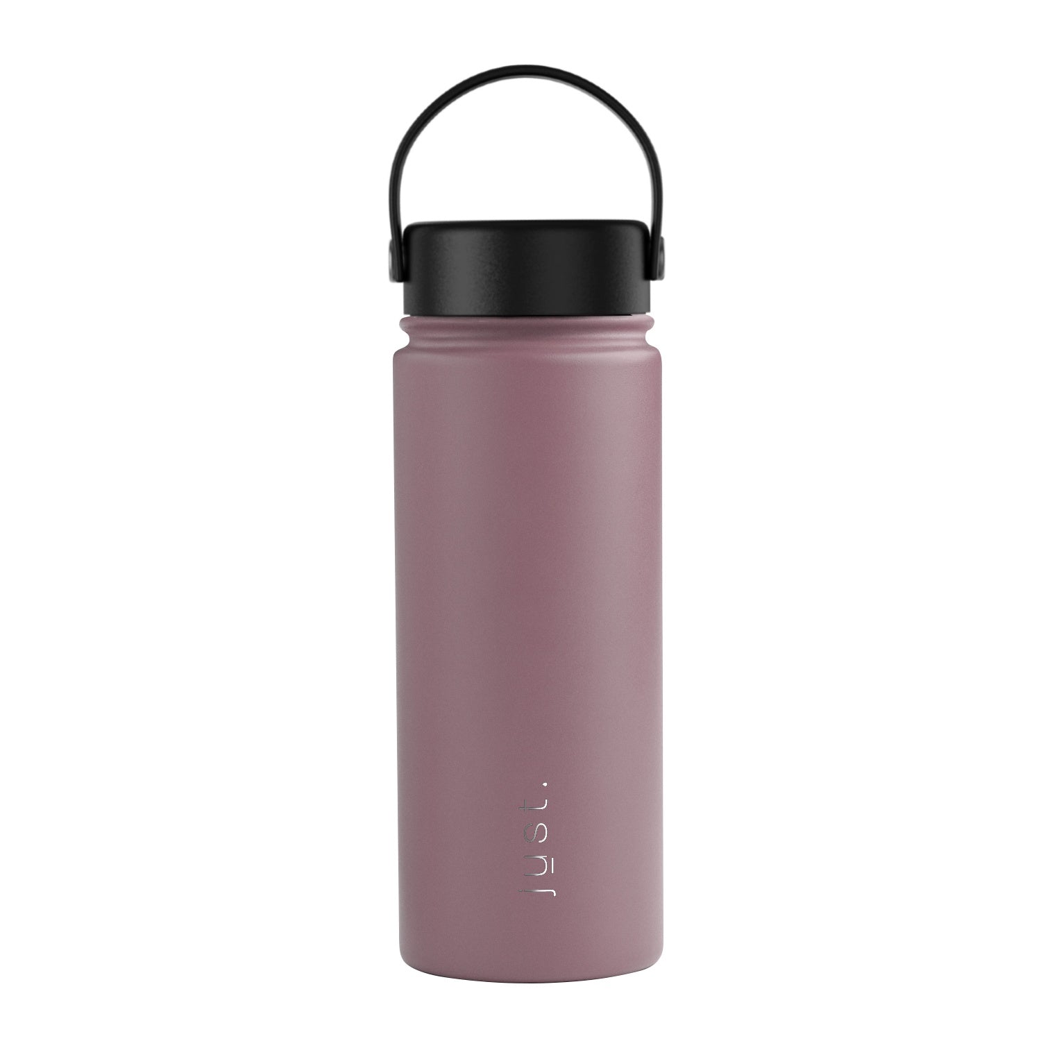 Brown water bottle with black lid on a white background