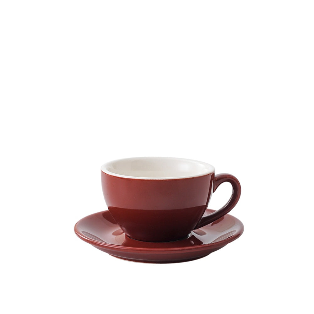 Burgundy wholesale porcelain 150ml cafe cup on white background
