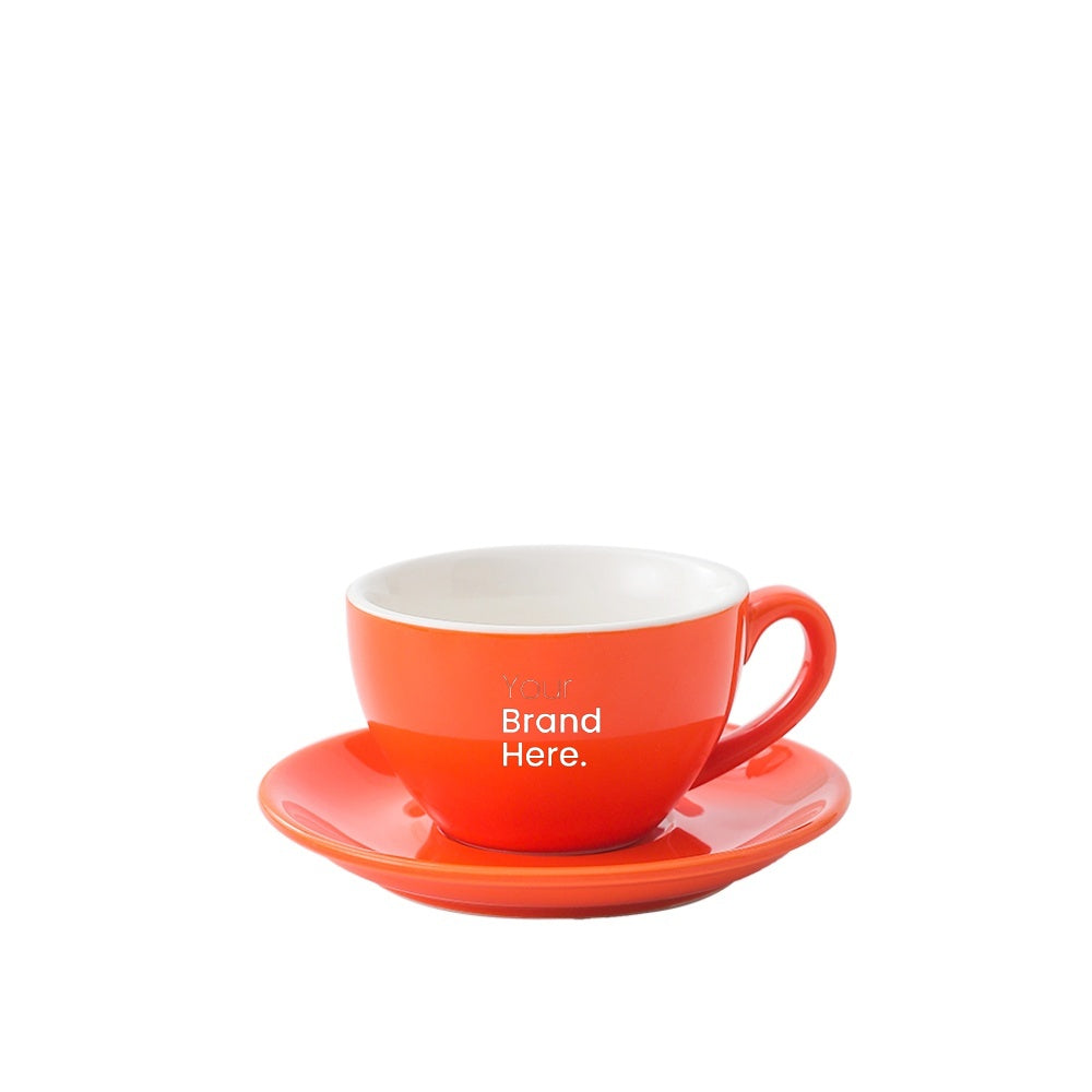 Orange 150ml cafe cup with custom logo