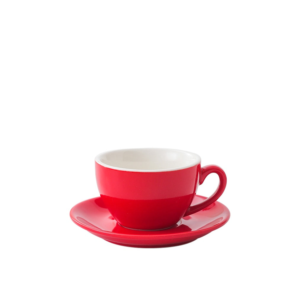 Red wholesale porcelain 150ml cafe cup on white background