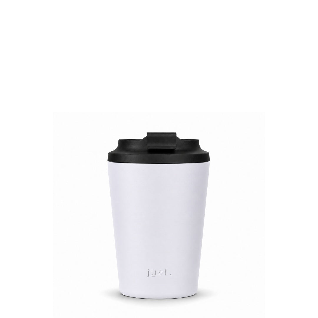 350ml (12oz) leakproof stainless steel coffee cup in white - Just Bottle Brew Cup