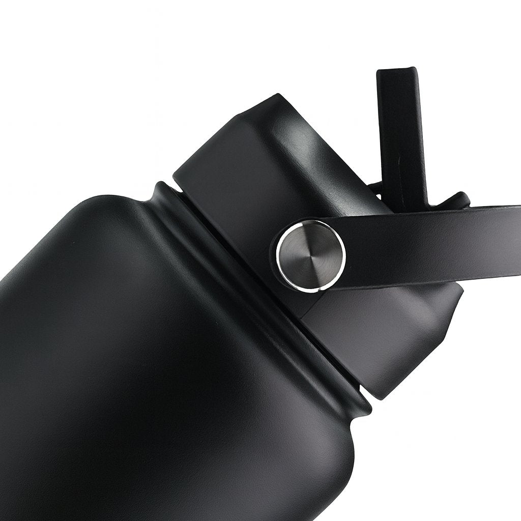 Metal water bottle with black straw lid - Just Bottle replacement cap