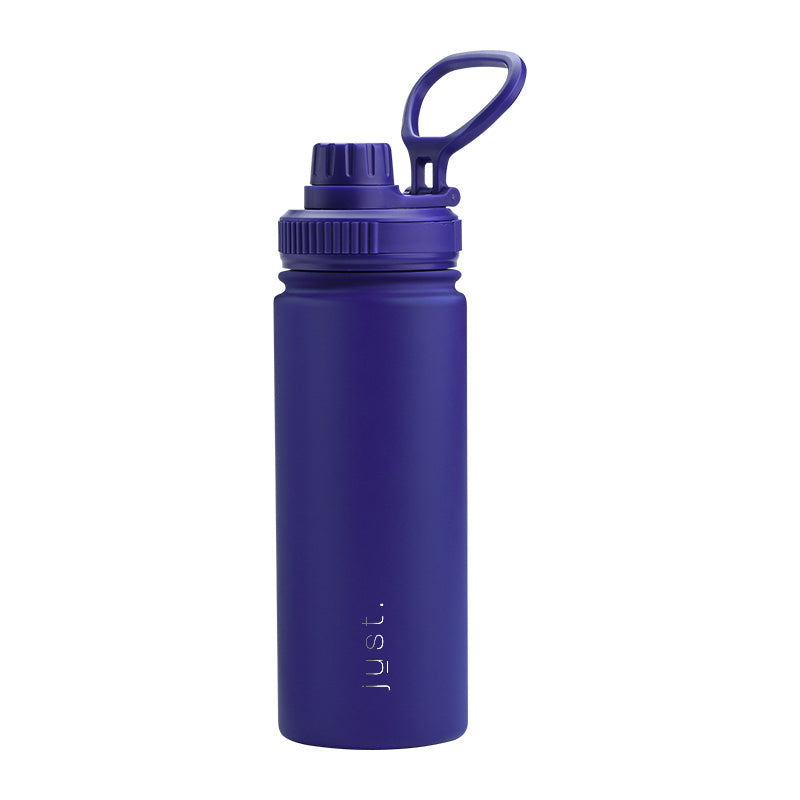 Dark purple company logo stainless steel reusable bottle with small cap lid 550ml 18 oz - Just Bottle Urban