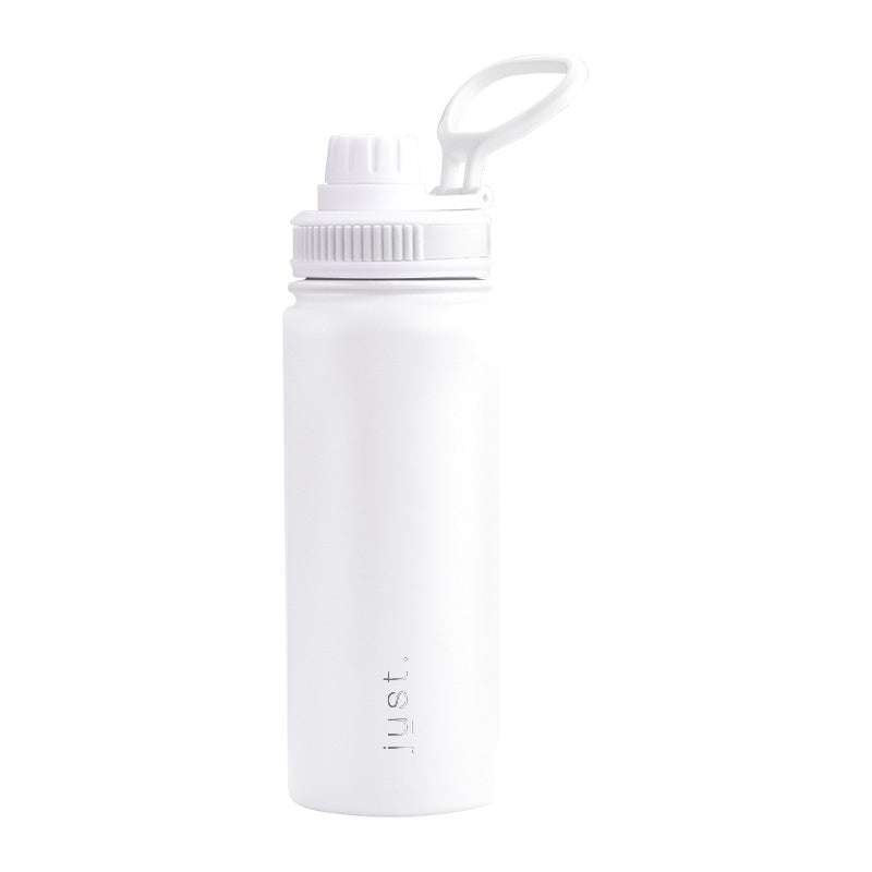 White company logo stainless steel reusable bottle with small cap lid 550ml 18 oz - Just Bottle Urban