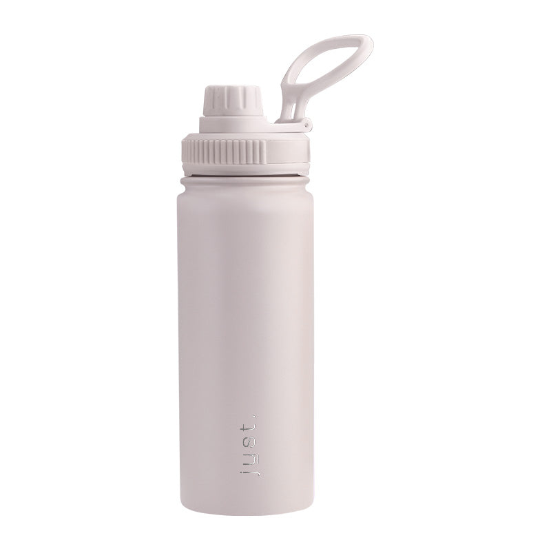 Light grey company logo stainless steel reusable bottle with small cap lid 550ml 18 oz - Just Bottle Urban