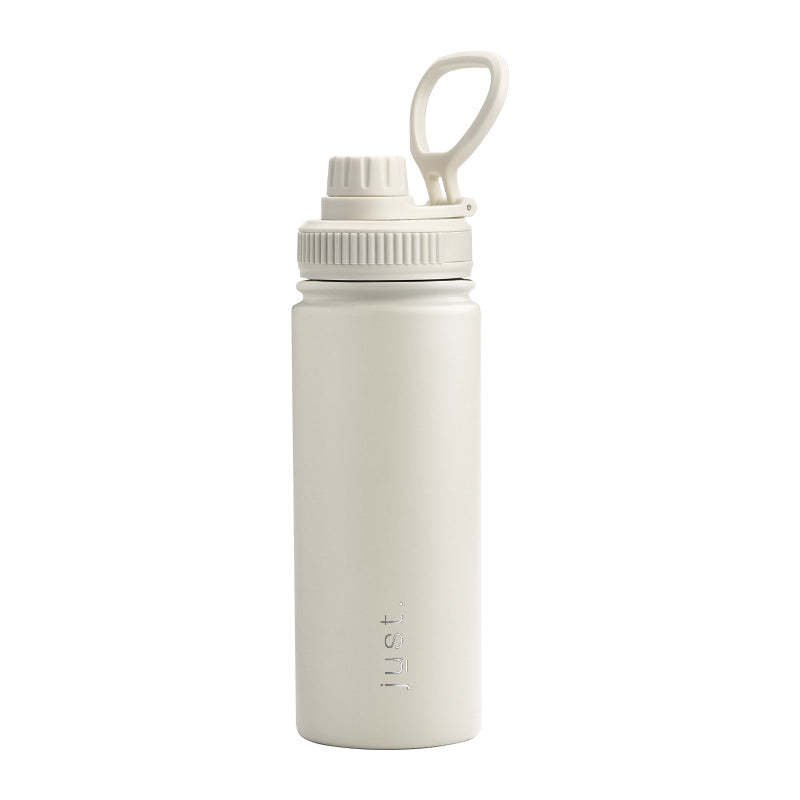 Beige company logo stainless steel reusable bottle with small cap lid 550ml 18 oz - Just Bottle Urban