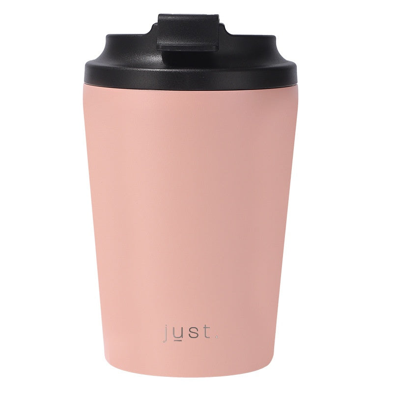 pink logo coffee mug with company logo