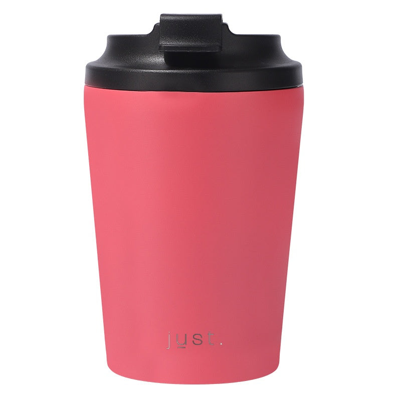 red travel coffee mug with business logo