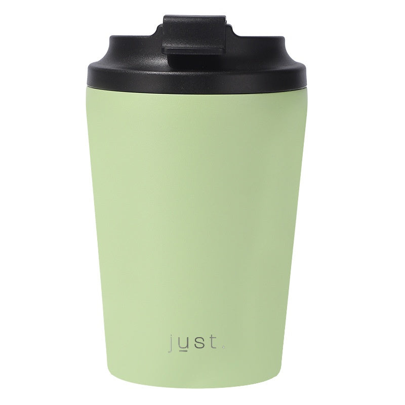 company logo coffee mug with lid in light green