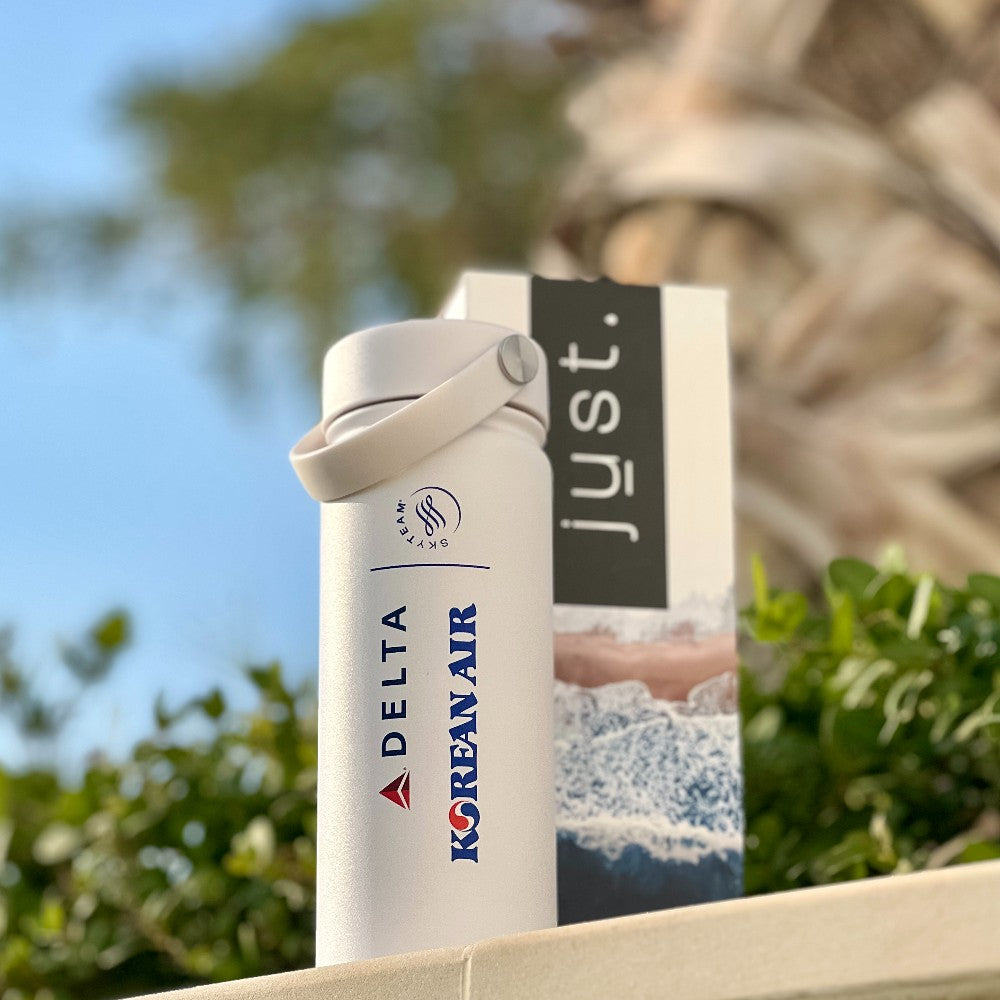 corporate gift water bottle with delta airlines logo