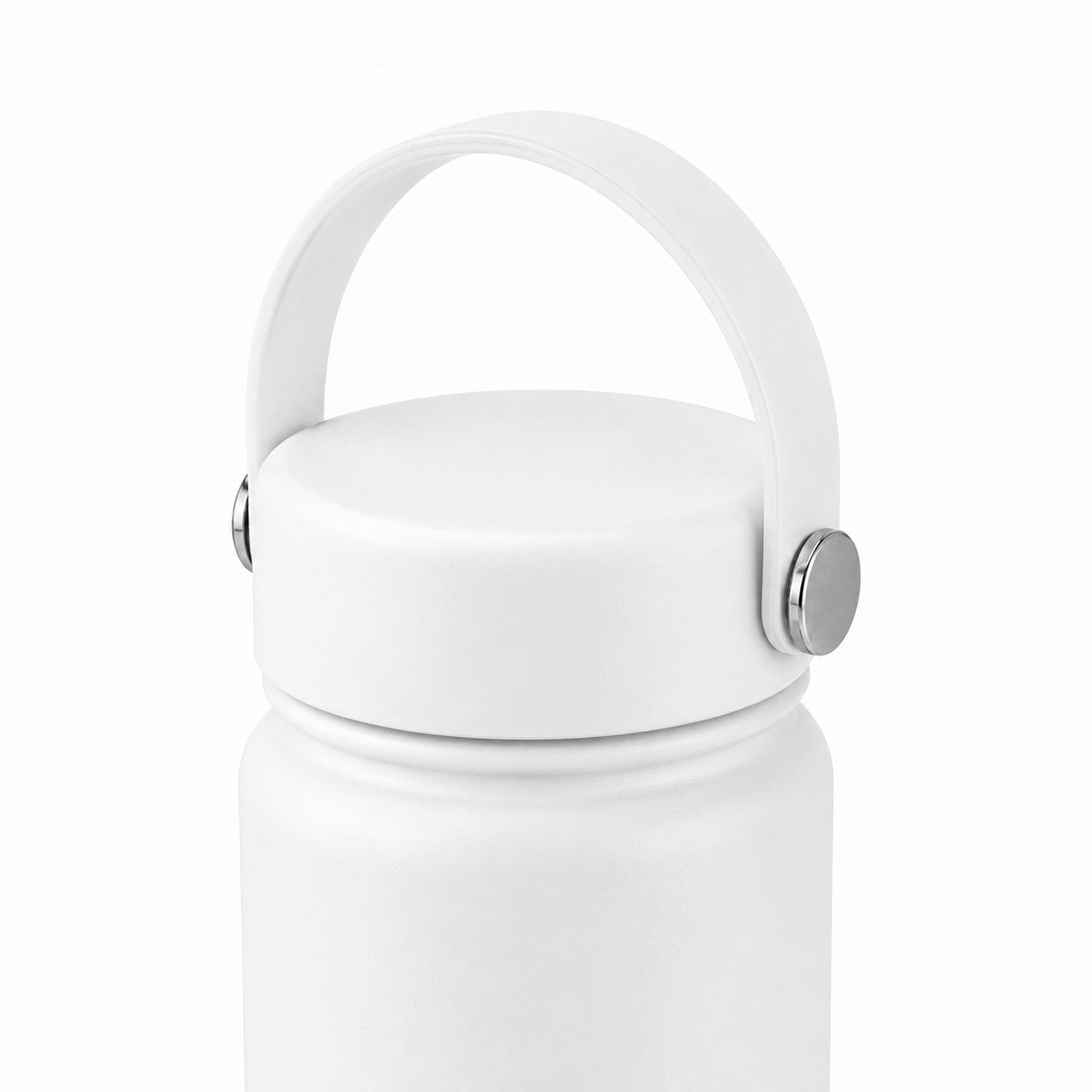 Close up of leakproof lid for stainless steel water bottle in white