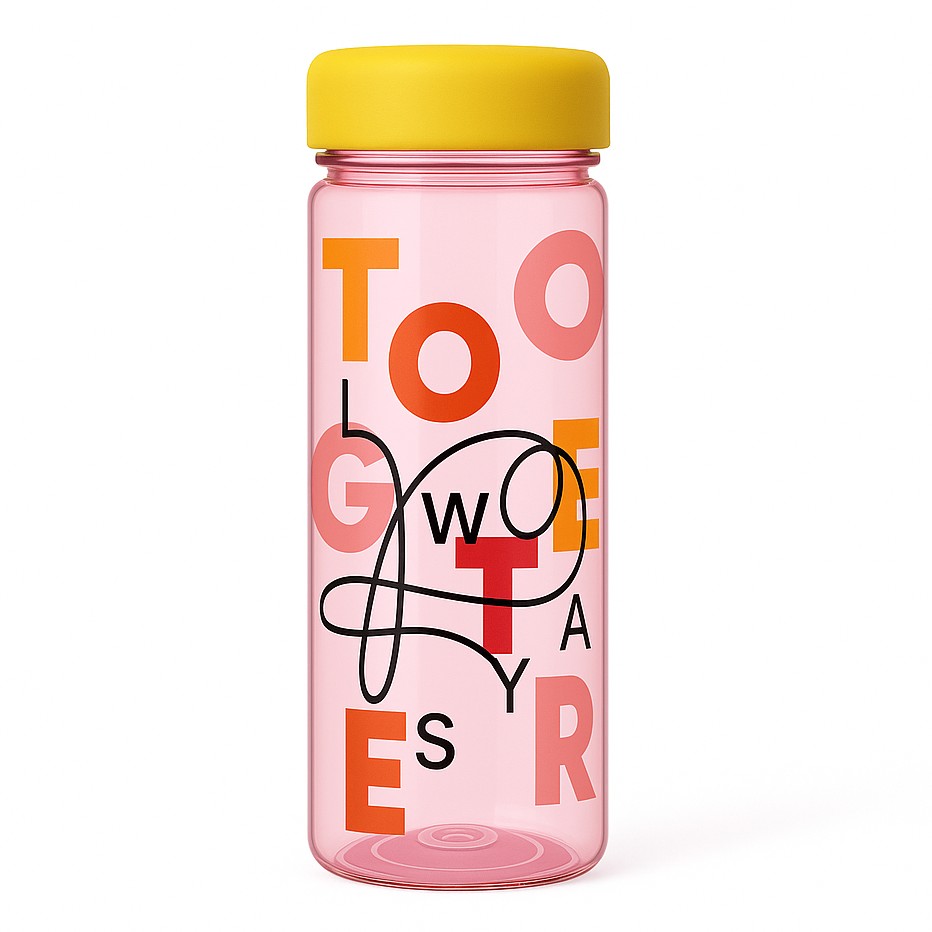 logo plastic water bottle made with recycled plastic