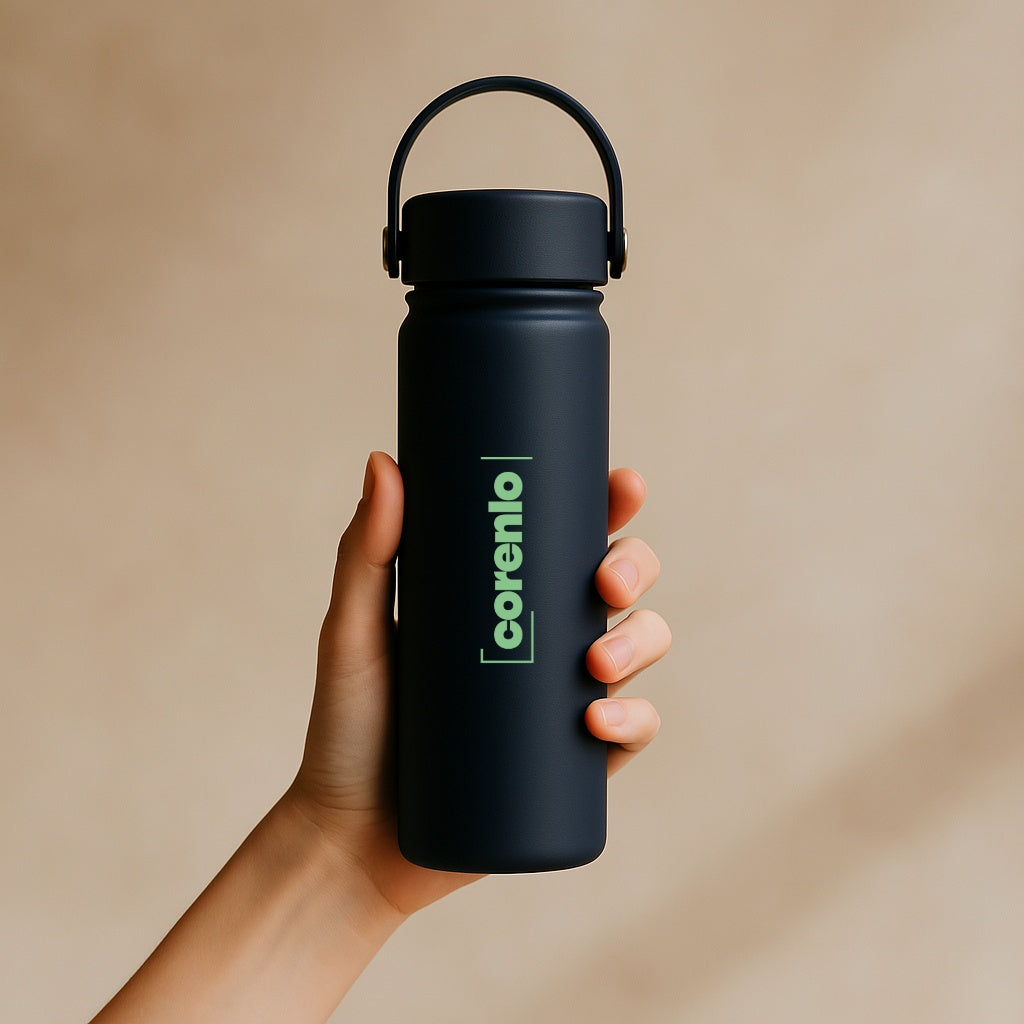 stainless steel business logo water bottle from Just Bottle