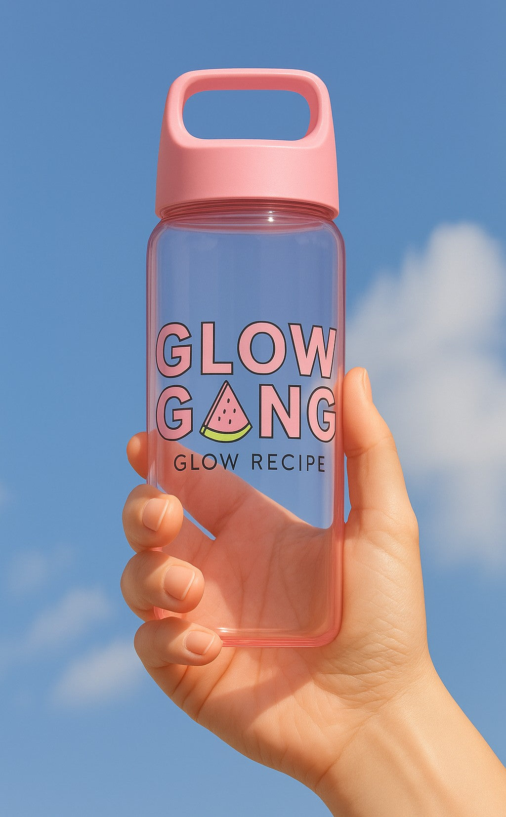 pink plastic water bottle with custom logo