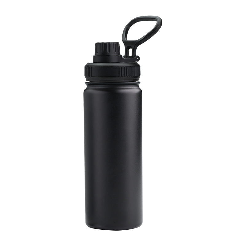 black water bottle with company logo