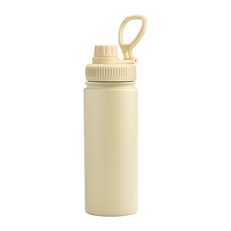 yellow stainless steel water bottle with company logo