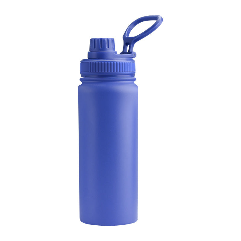 blue company logo water bottle