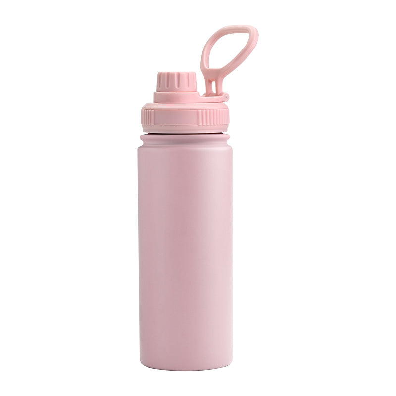company logo pink water bottle
